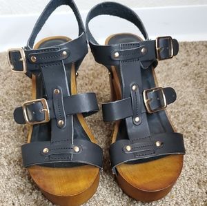 Cute Bamboo wooden platform shoes